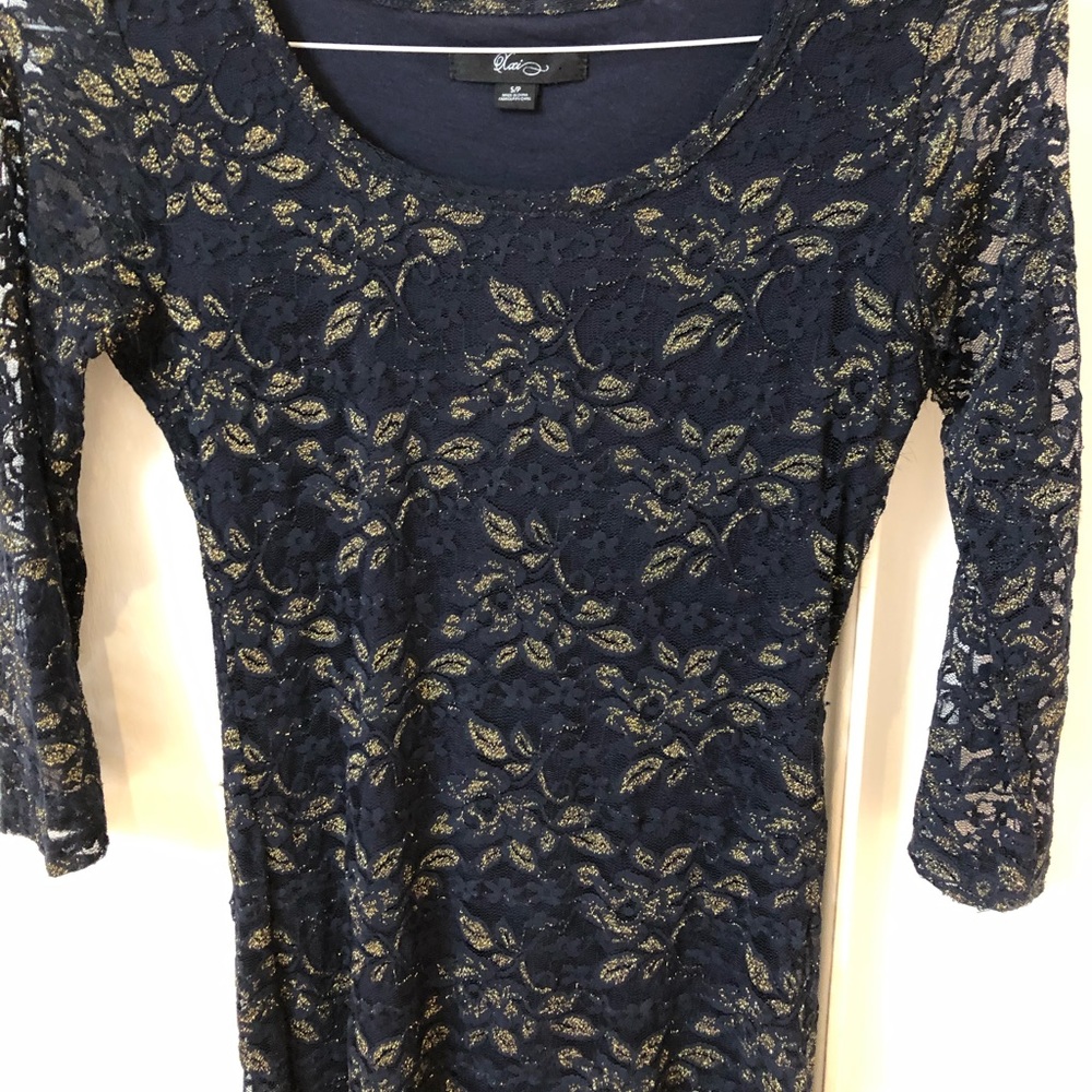 Forever 21 Blue Gold Lace Dress - Picture 4 of 8